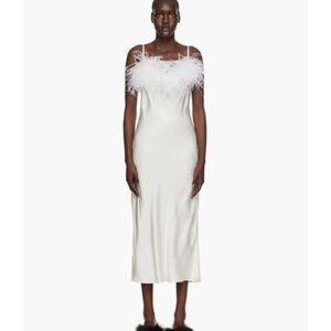 Sleeper White Feather-Trim Dress